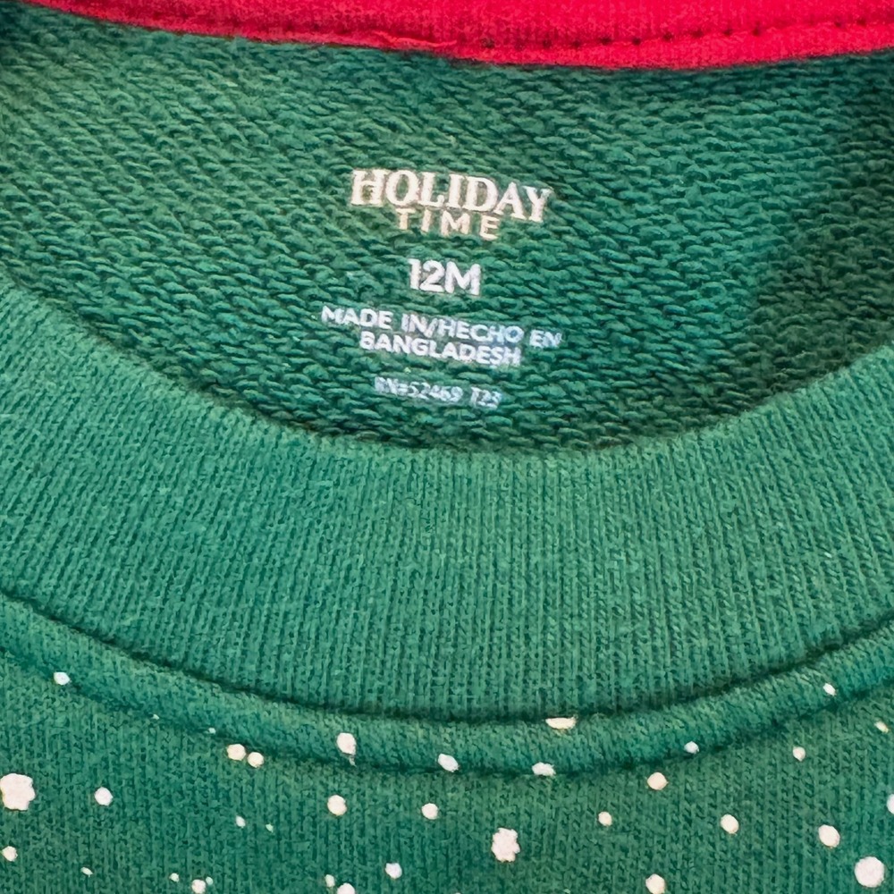 Holiday Time Infant Green Little Red Truck Christmas Sweatshirt, Size 12 months - Picture 3 of 5